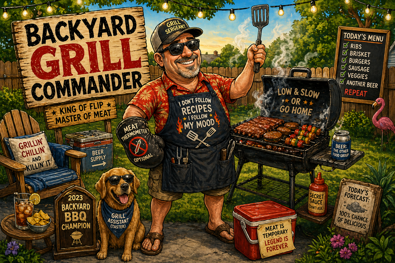 Backyard Grill Commander cartoon gift