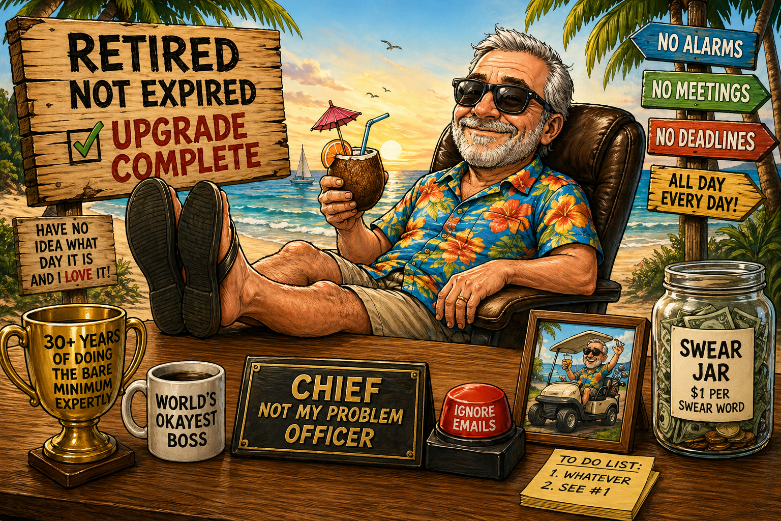 Funny custom retirement cartoon gift example